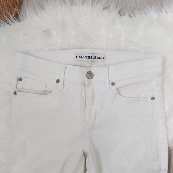 Express Jeans White Ankle Mia Knee Slit Jeans - Picture 3 of 11